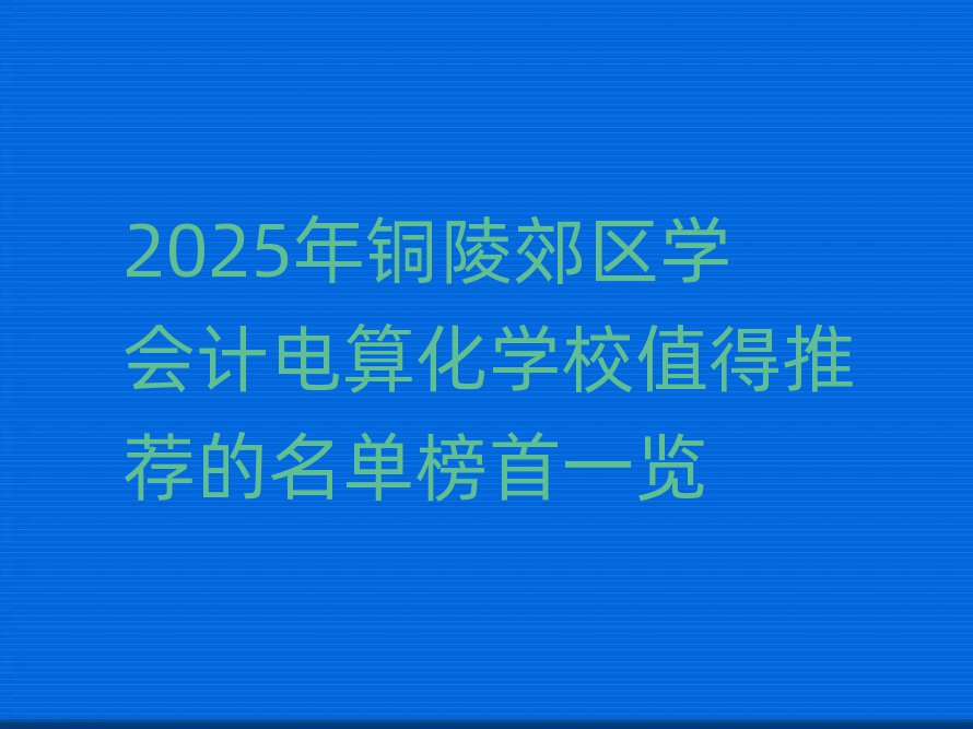 2025年銅陵郊區(qū)學會計電算化學校值得推薦的名單榜首一覽