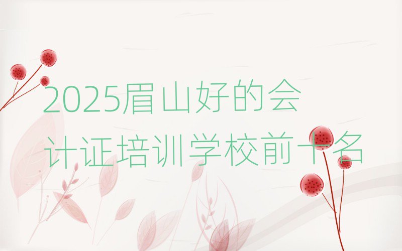 2025眉山好的會計證培訓(xùn)學(xué)校前十名